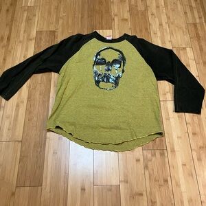 JNCO Black and Olive Skull Long Sleeve Tee